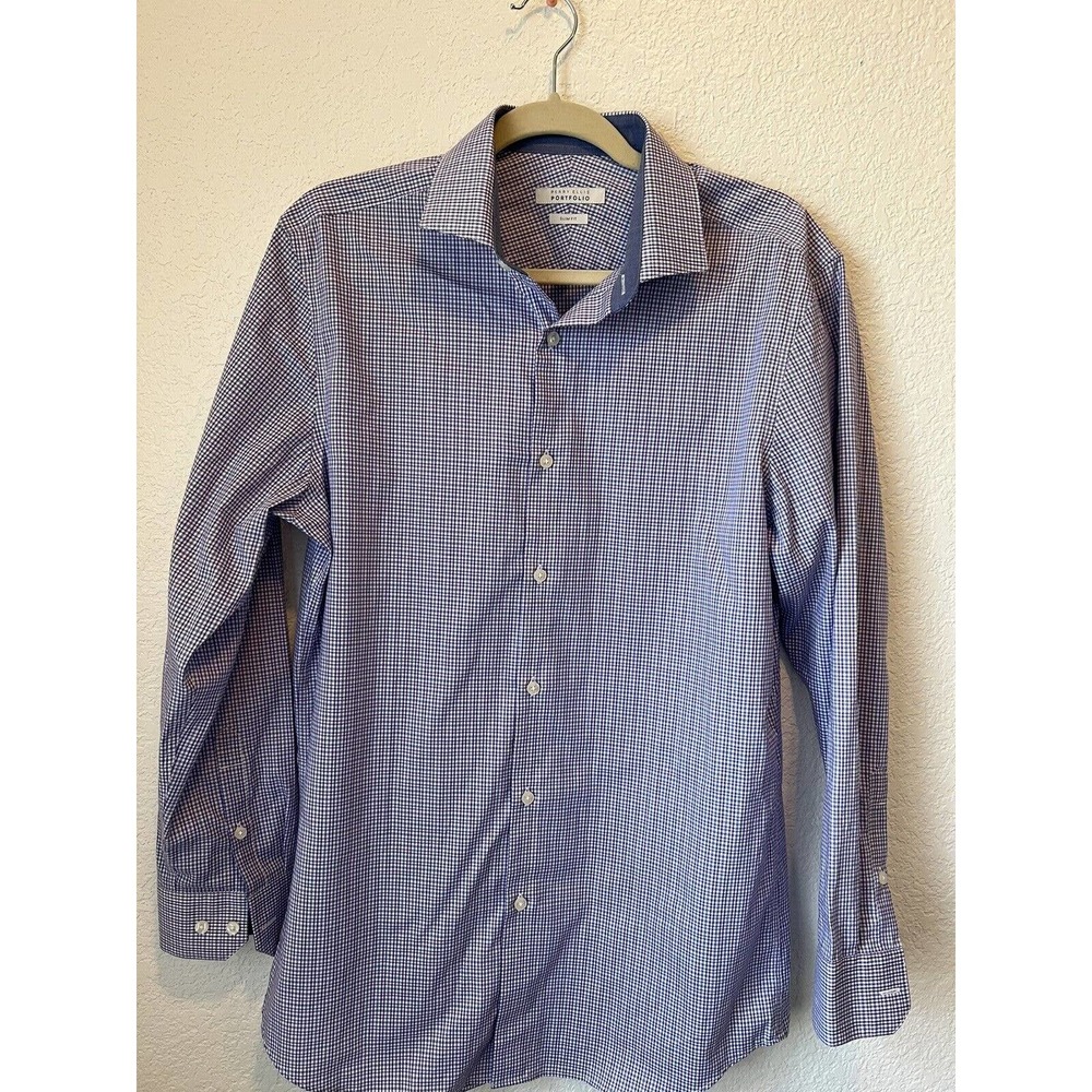Perry Ellis Portfolio Slim Fit Button Up Shirt Size M Purple/Blue
